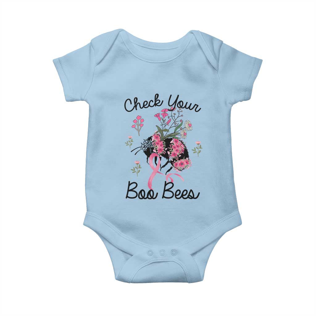 Breast Cancer Support Squad Baby Onesie Check Your Boo Bees Pink Ribbon