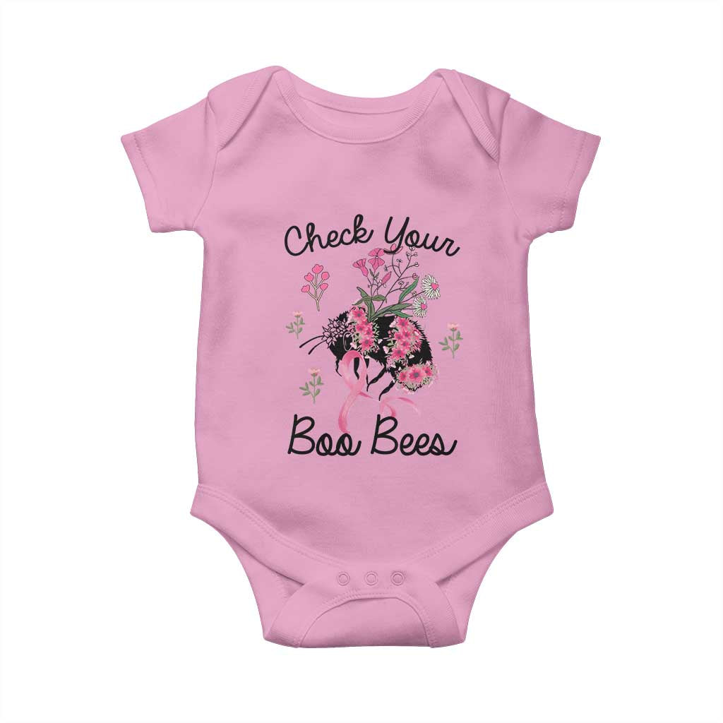 Breast Cancer Support Squad Baby Onesie Check Your Boo Bees Pink Ribbon