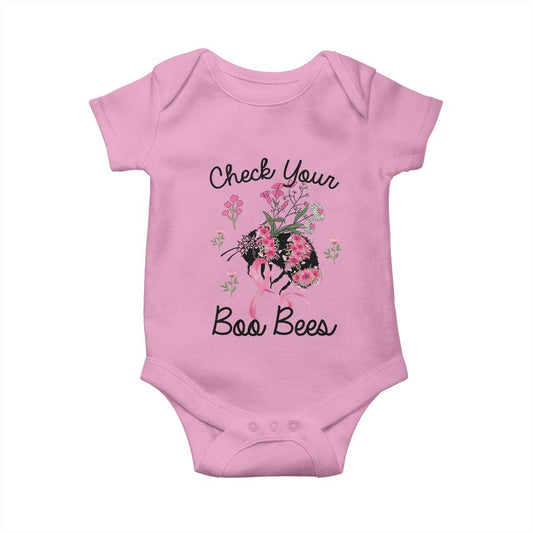 Breast Cancer Support Squad Baby Onesie Check Your Boo Bees Pink Ribbon