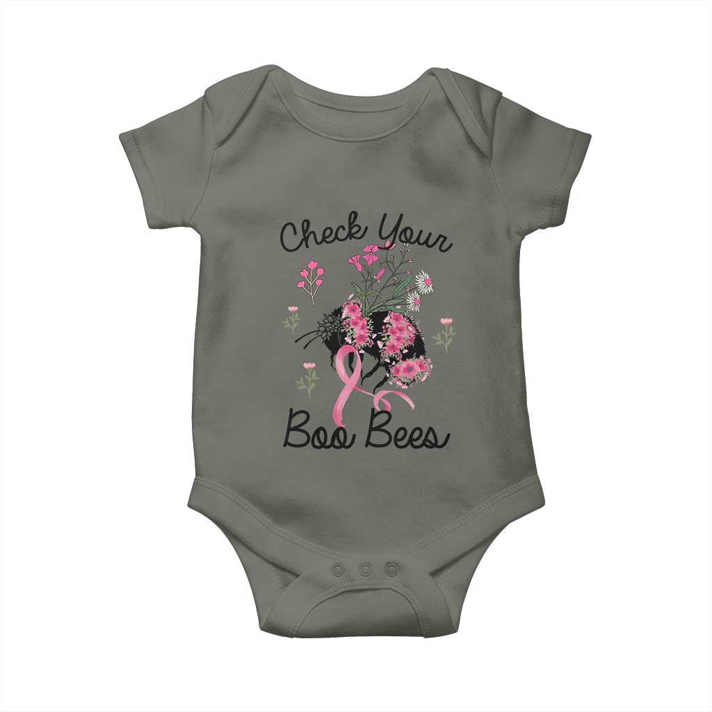Breast Cancer Support Squad Baby Onesie Check Your Boo Bees Pink Ribbon