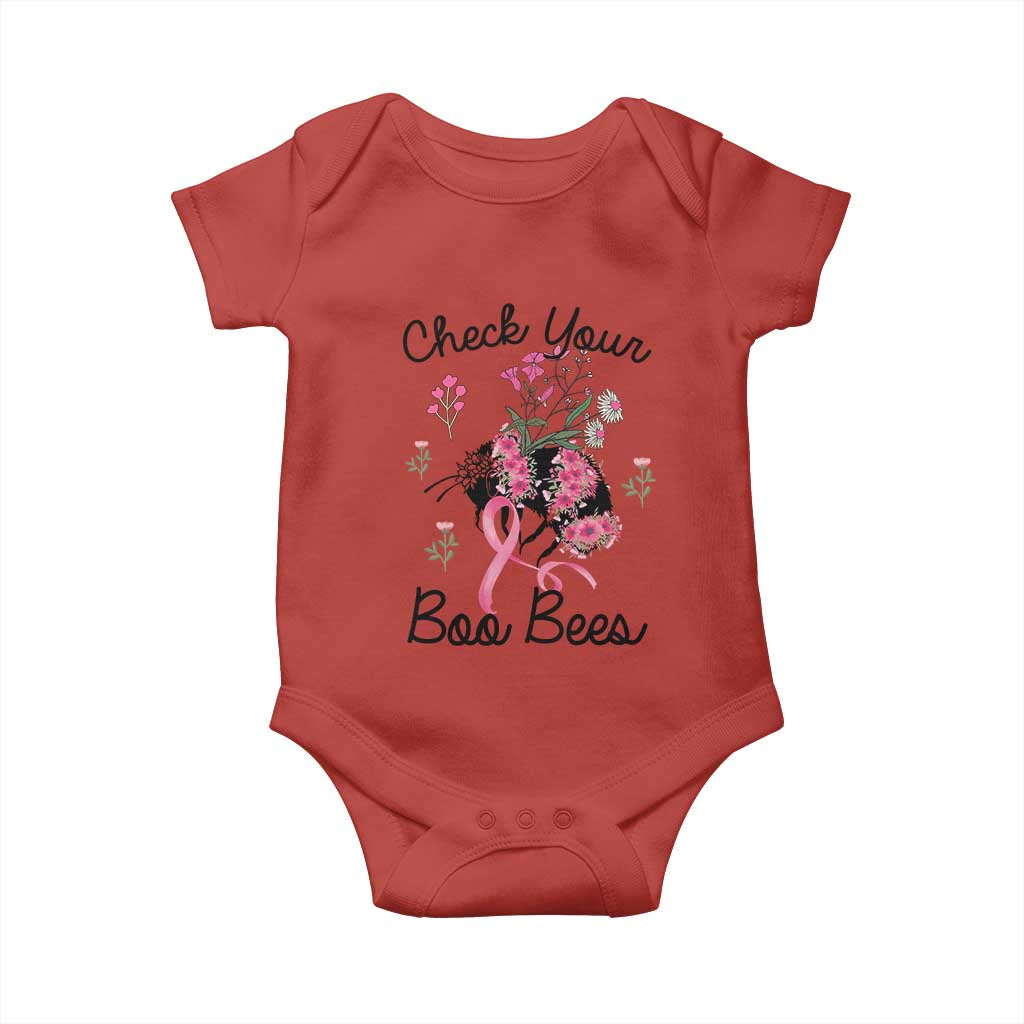 Breast Cancer Support Squad Baby Onesie Check Your Boo Bees Pink Ribbon