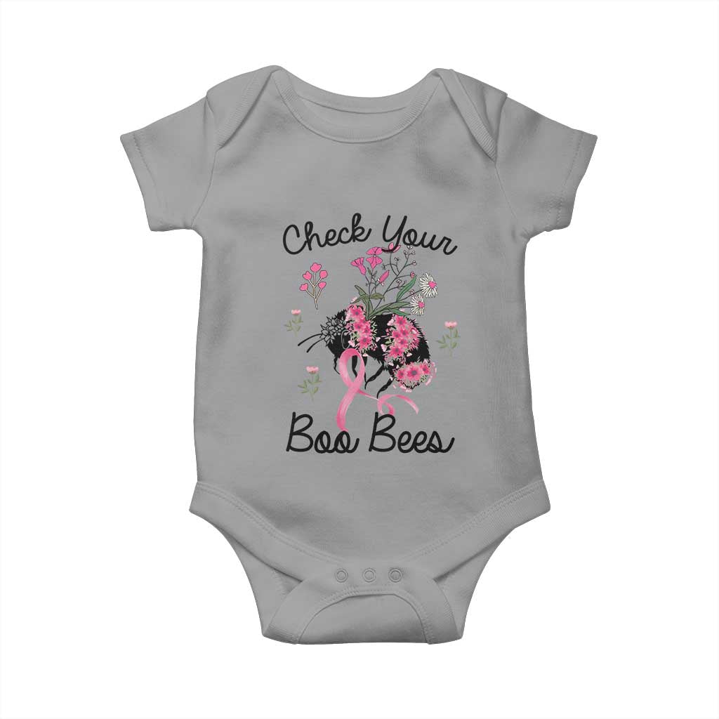 Breast Cancer Support Squad Baby Onesie Check Your Boo Bees Pink Ribbon