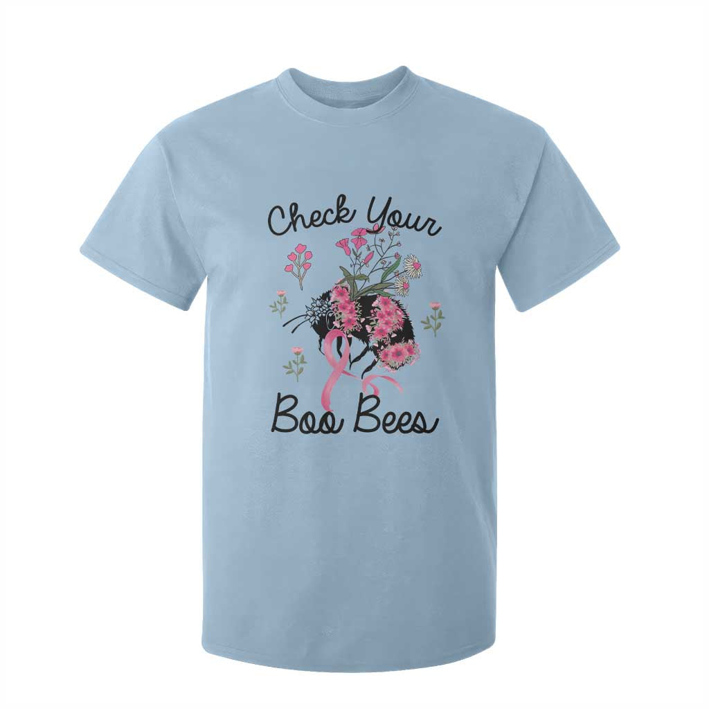 Breast Cancer Support Squad T Shirt For Kid Check Your Boo Bees Pink Ribbon