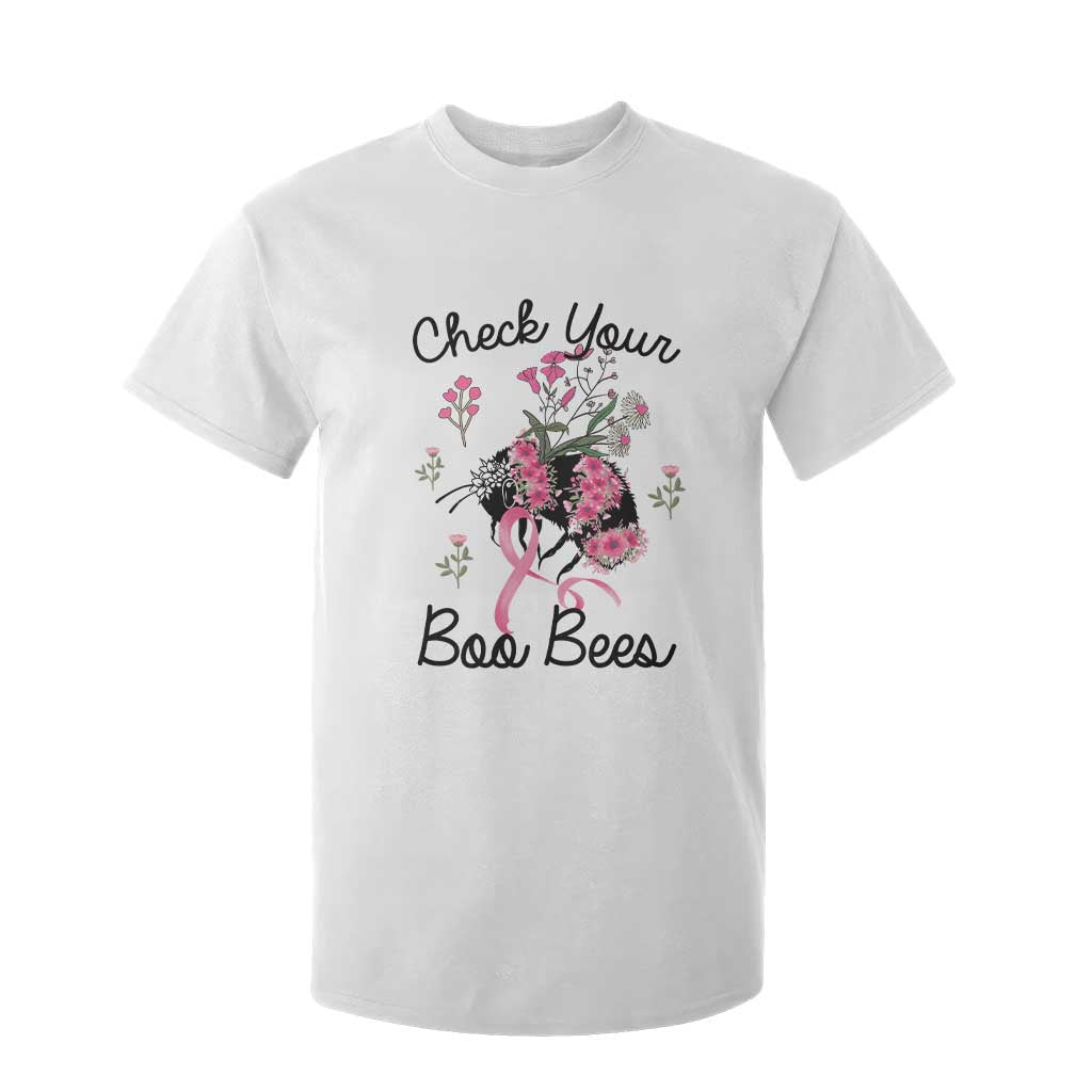 Breast Cancer Support Squad T Shirt For Kid Check Your Boo Bees Pink Ribbon