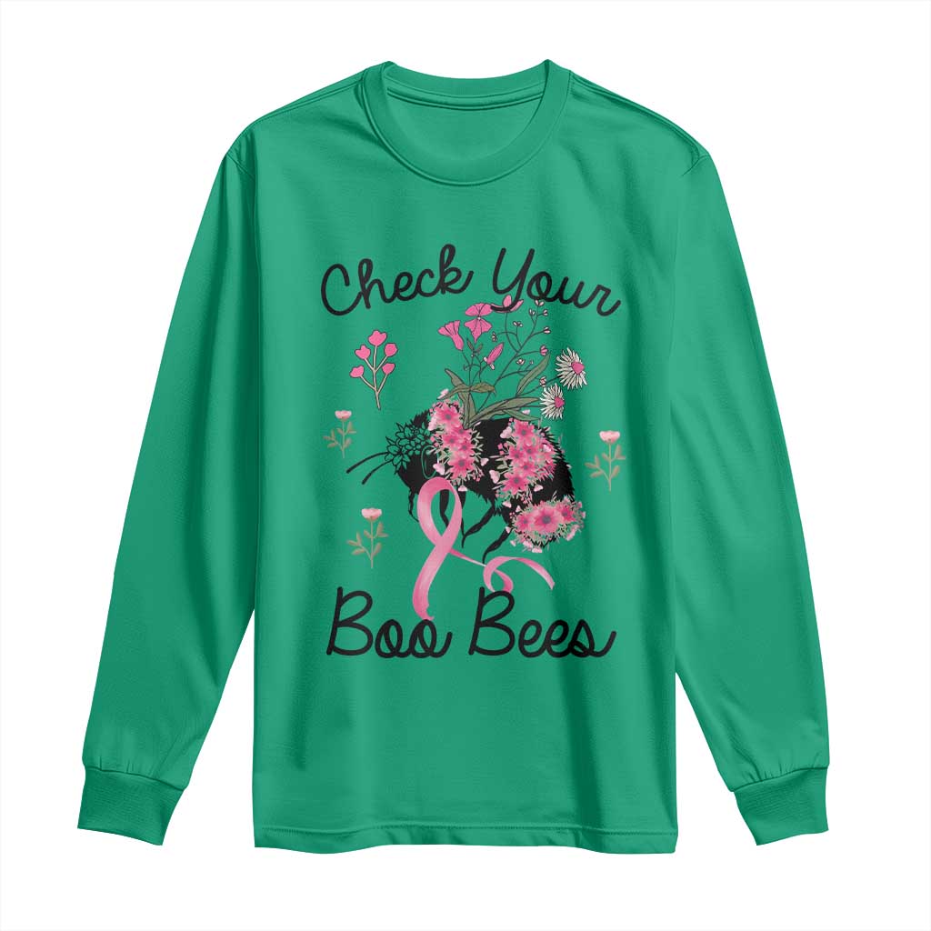 Breast Cancer Support Squad Long Sleeve Shirt Check Your Boo Bees Pink Ribbon