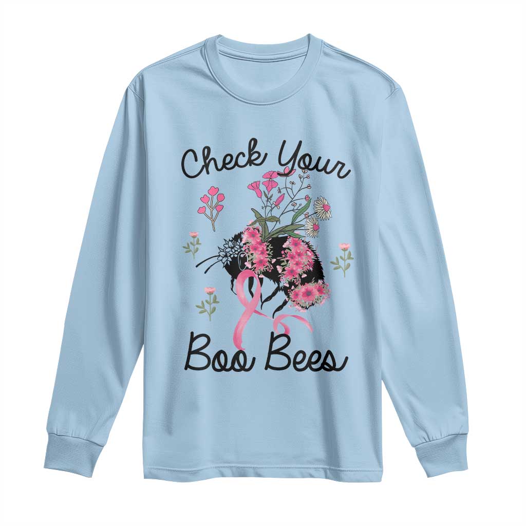 Breast Cancer Support Squad Long Sleeve Shirt Check Your Boo Bees Pink Ribbon