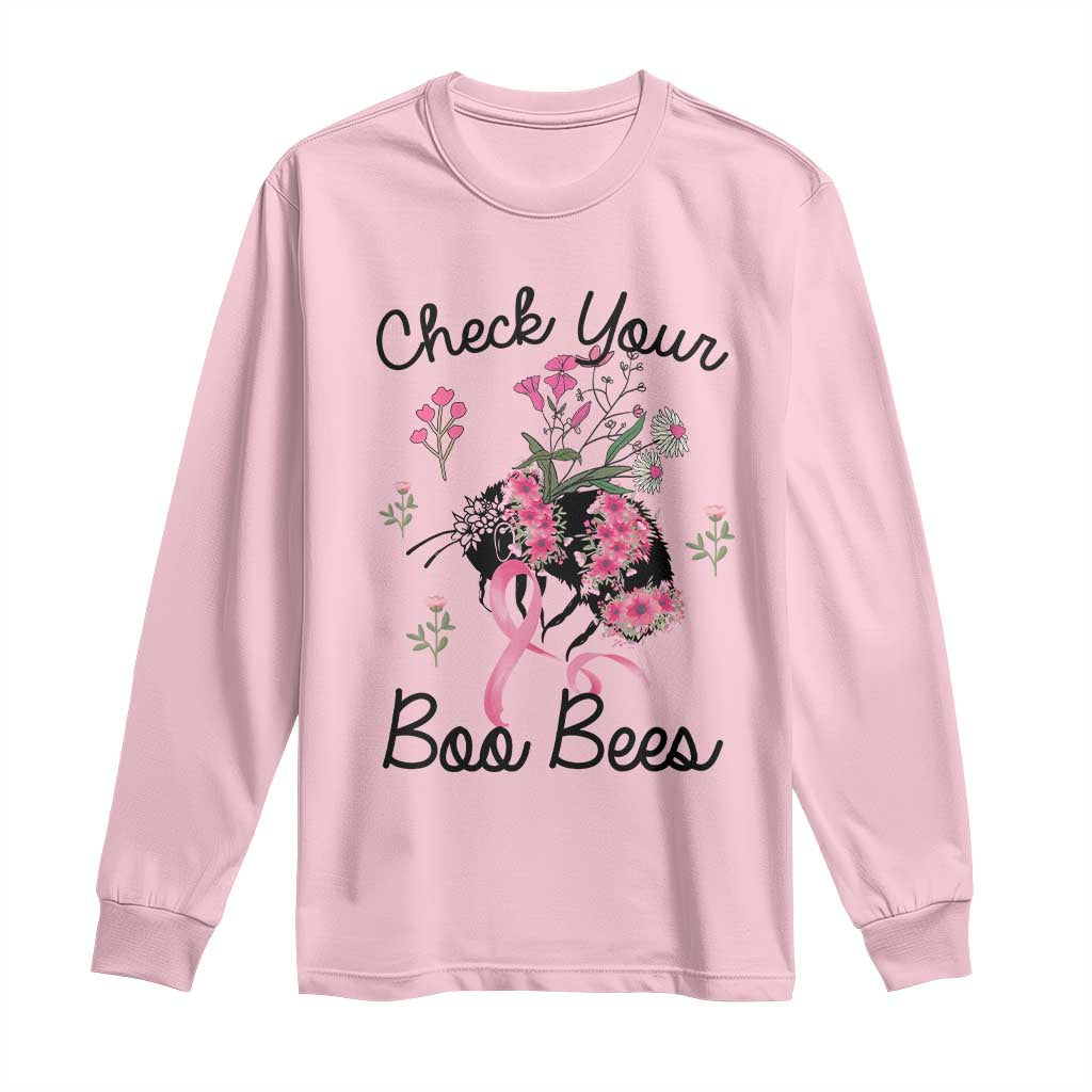 Breast Cancer Support Squad Long Sleeve Shirt Check Your Boo Bees Pink Ribbon
