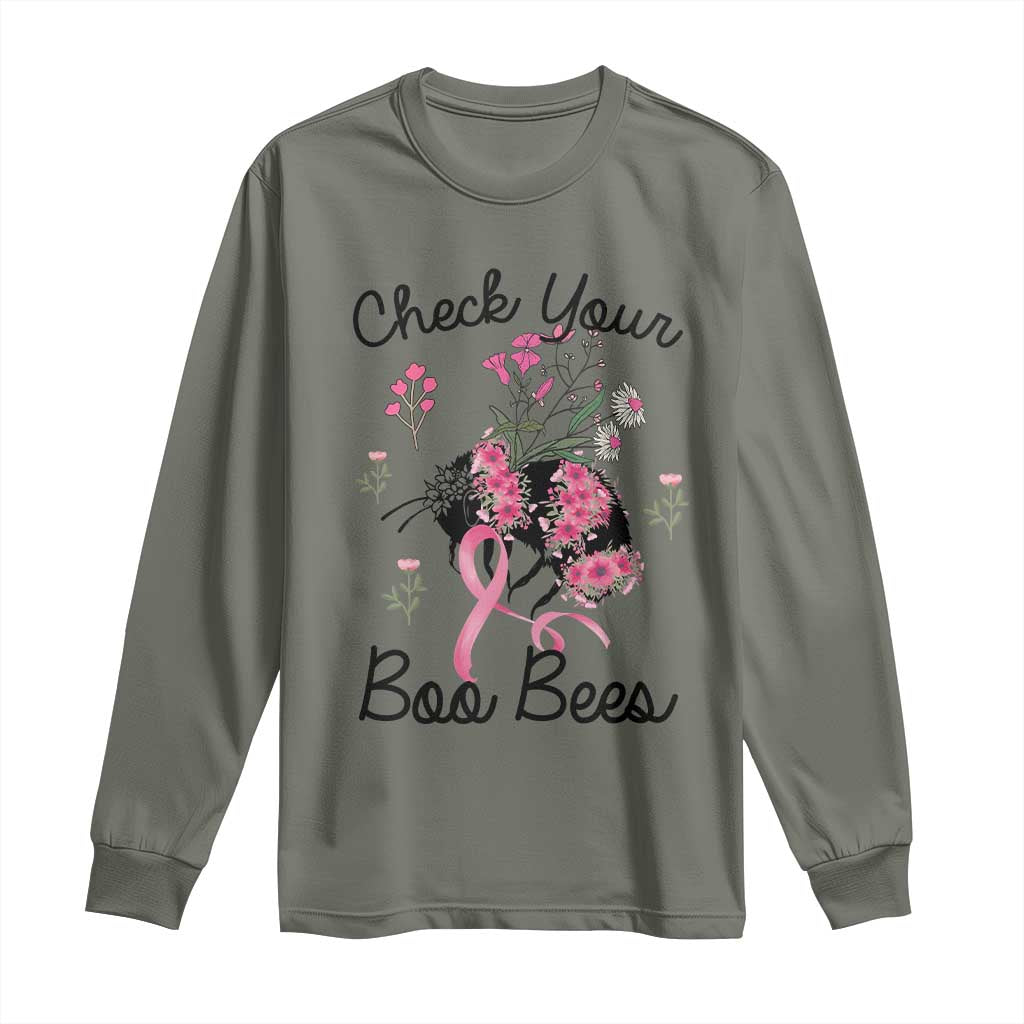 Breast Cancer Support Squad Long Sleeve Shirt Check Your Boo Bees Pink Ribbon
