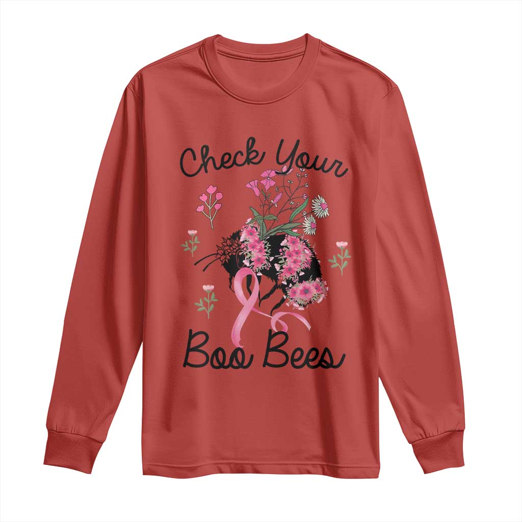 Breast Cancer Support Squad Long Sleeve Shirt Check Your Boo Bees Pink Ribbon