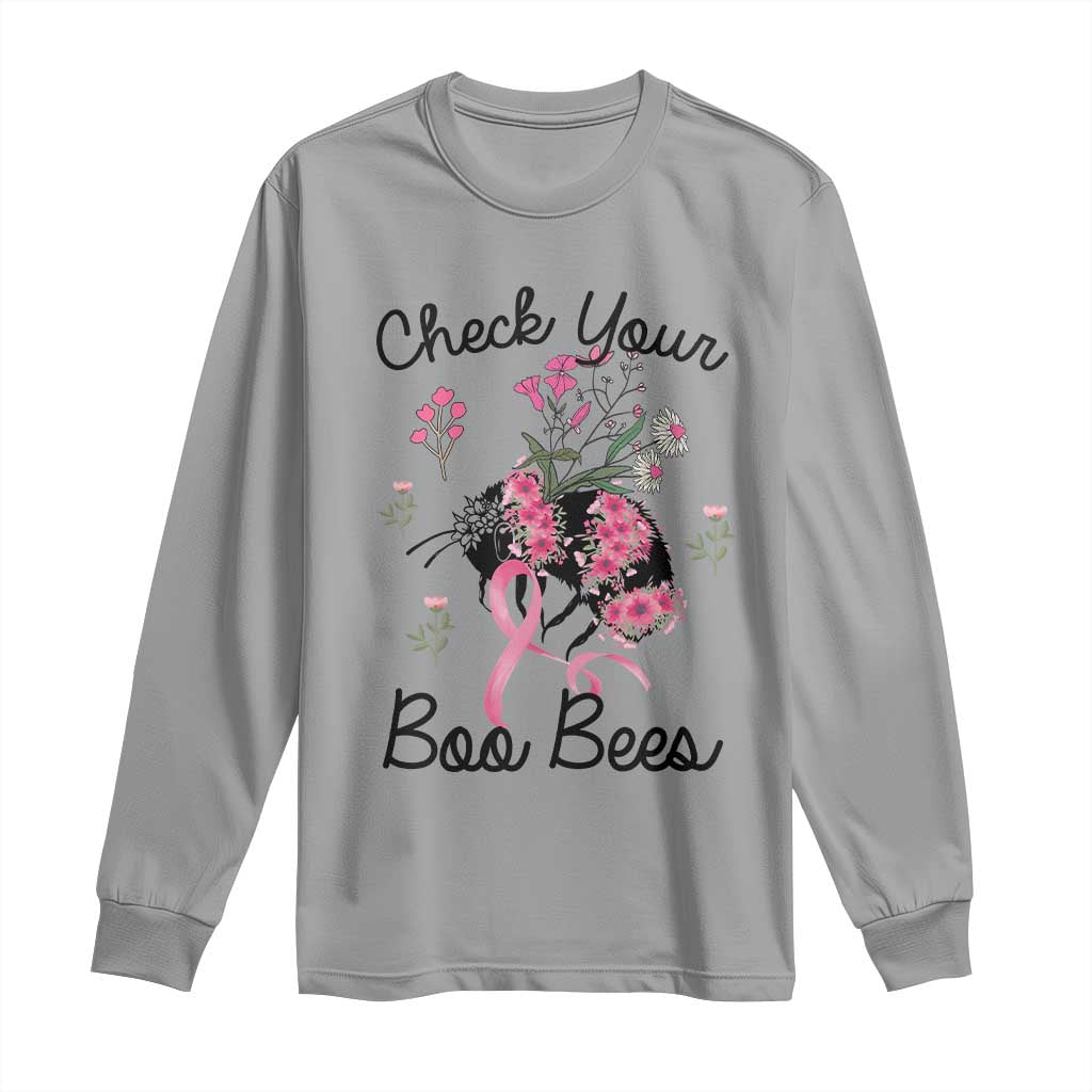Breast Cancer Support Squad Long Sleeve Shirt Check Your Boo Bees Pink Ribbon