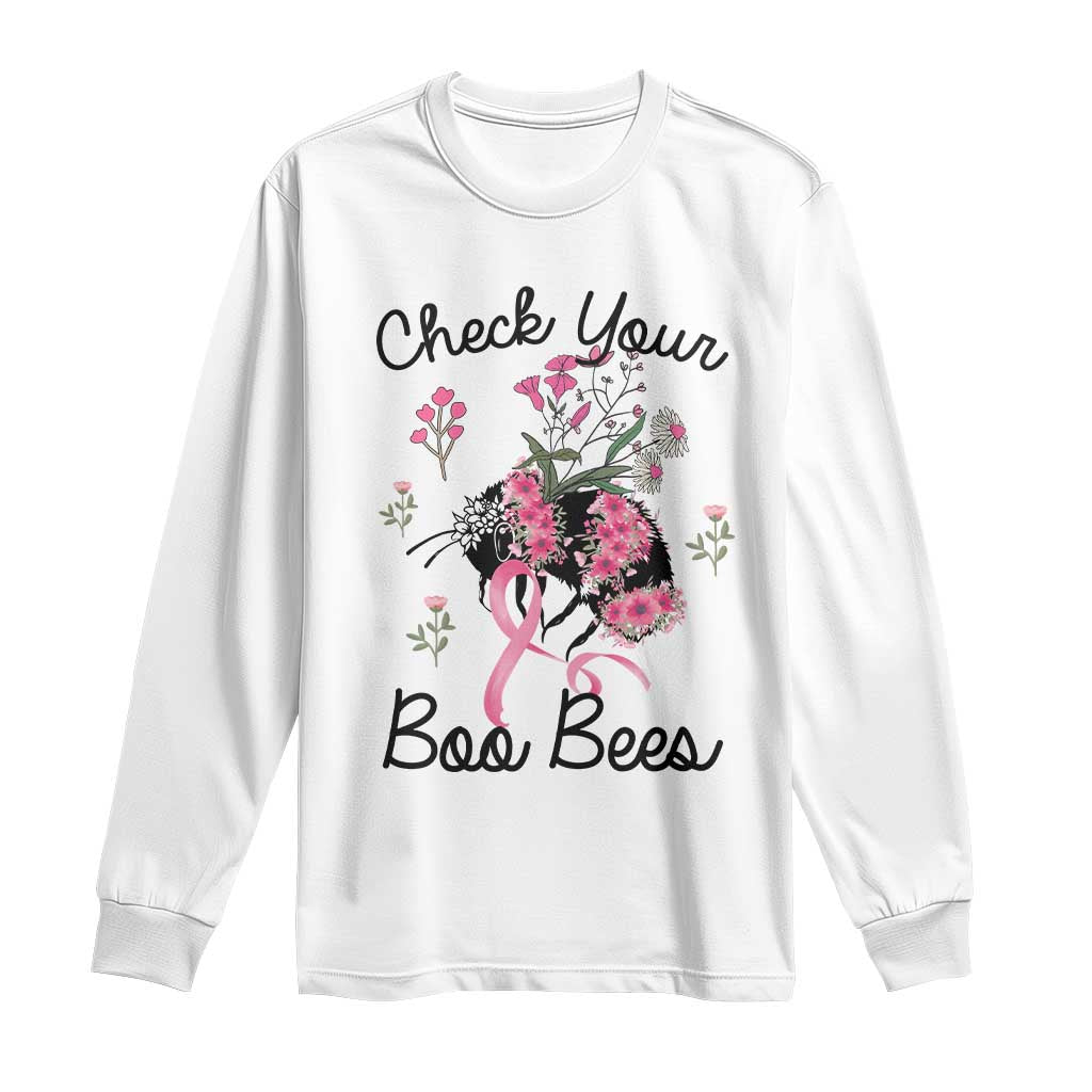 Breast Cancer Support Squad Long Sleeve Shirt Check Your Boo Bees Pink Ribbon