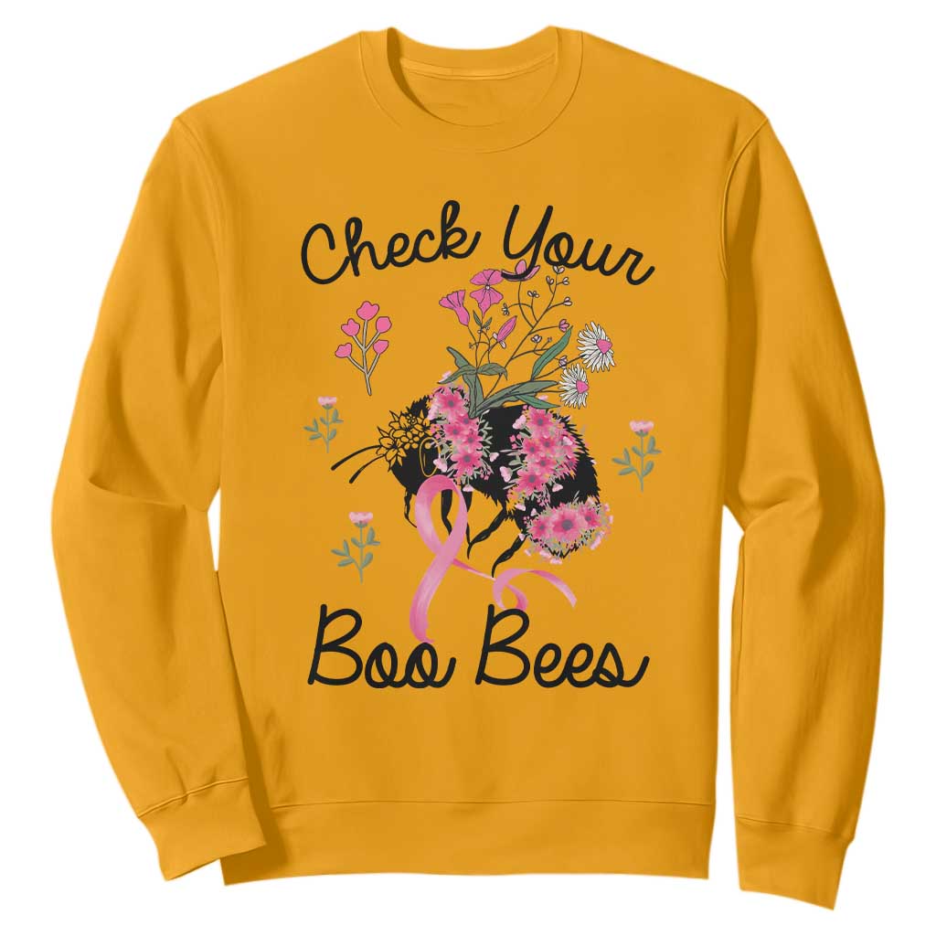 Breast Cancer Support Squad Sweatshirt Check Your Boo Bees Pink Ribbon