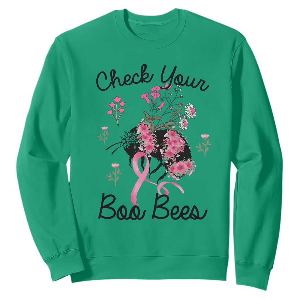Breast Cancer Support Squad Sweatshirt Check Your Boo Bees Pink Ribbon