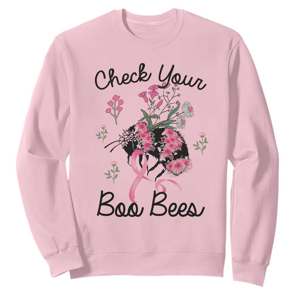 Breast Cancer Support Squad Sweatshirt Check Your Boo Bees Pink Ribbon