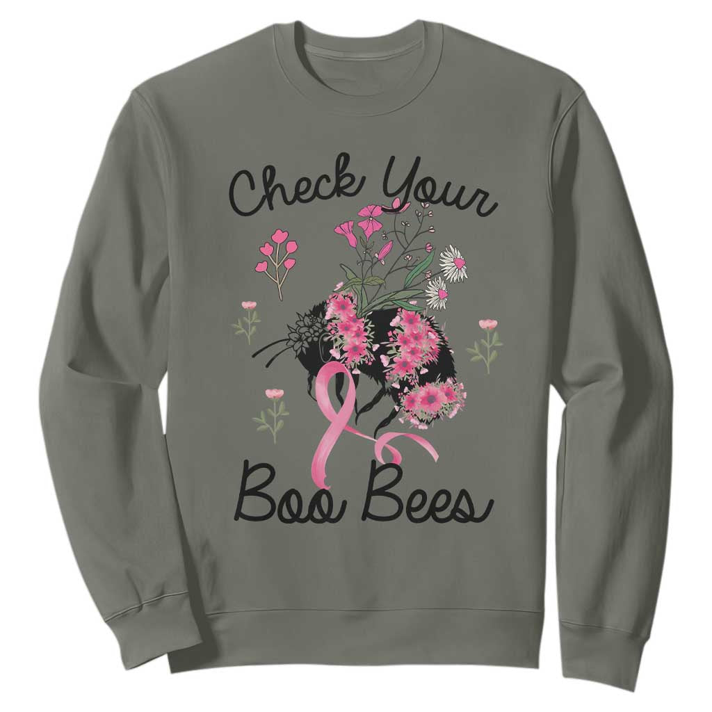 Breast Cancer Support Squad Sweatshirt Check Your Boo Bees Pink Ribbon
