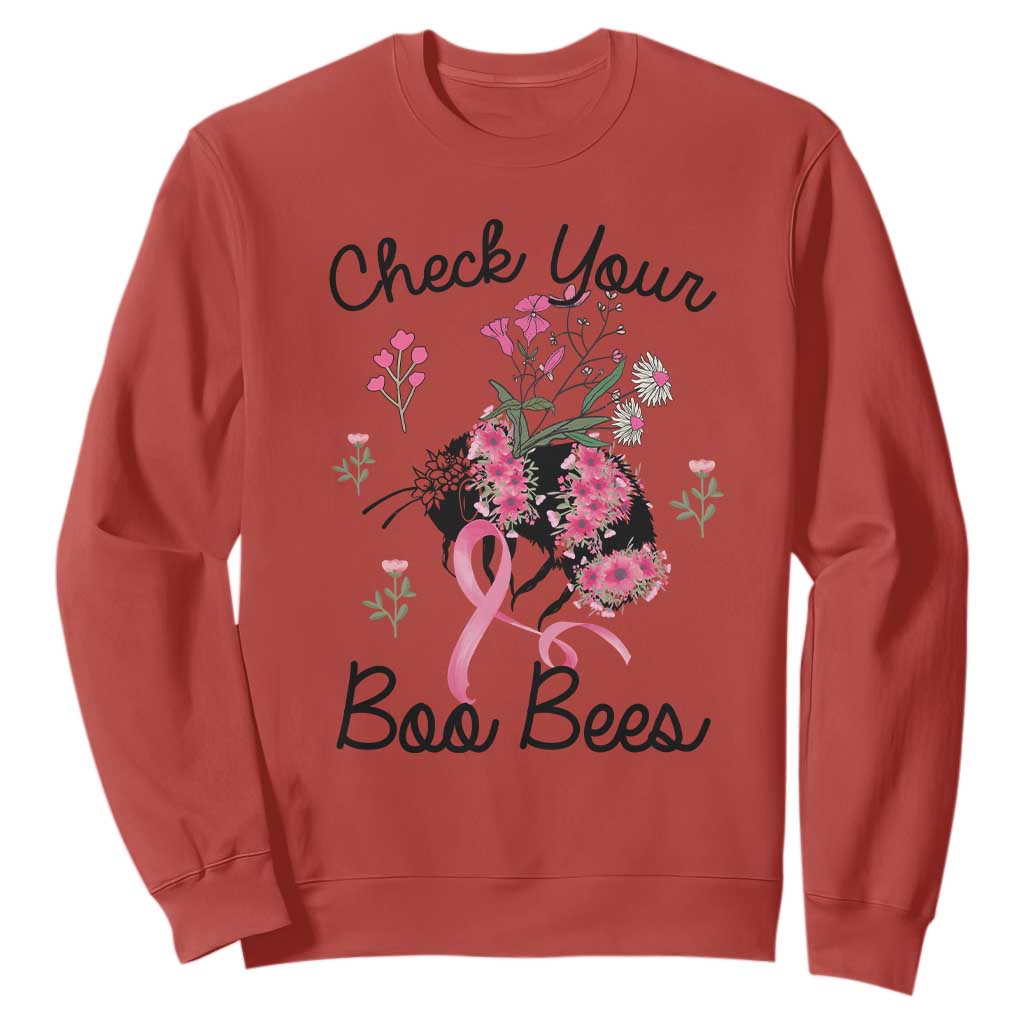 Breast Cancer Support Squad Sweatshirt Check Your Boo Bees Pink Ribbon