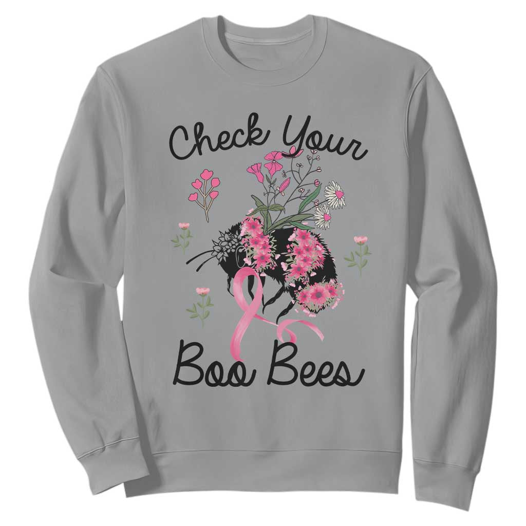 Breast Cancer Support Squad Sweatshirt Check Your Boo Bees Pink Ribbon