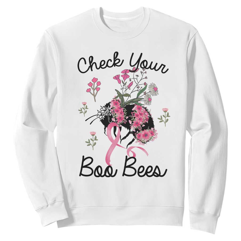 Breast Cancer Support Squad Sweatshirt Check Your Boo Bees Pink Ribbon