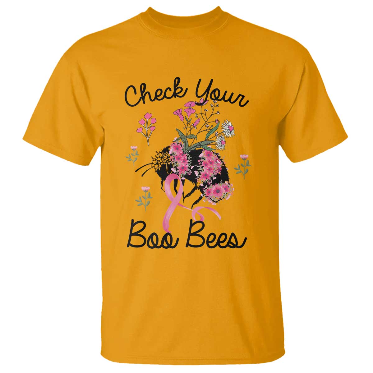 Breast Cancer Support Squad T Shirt Check Your Boo Bees Pink Ribbon