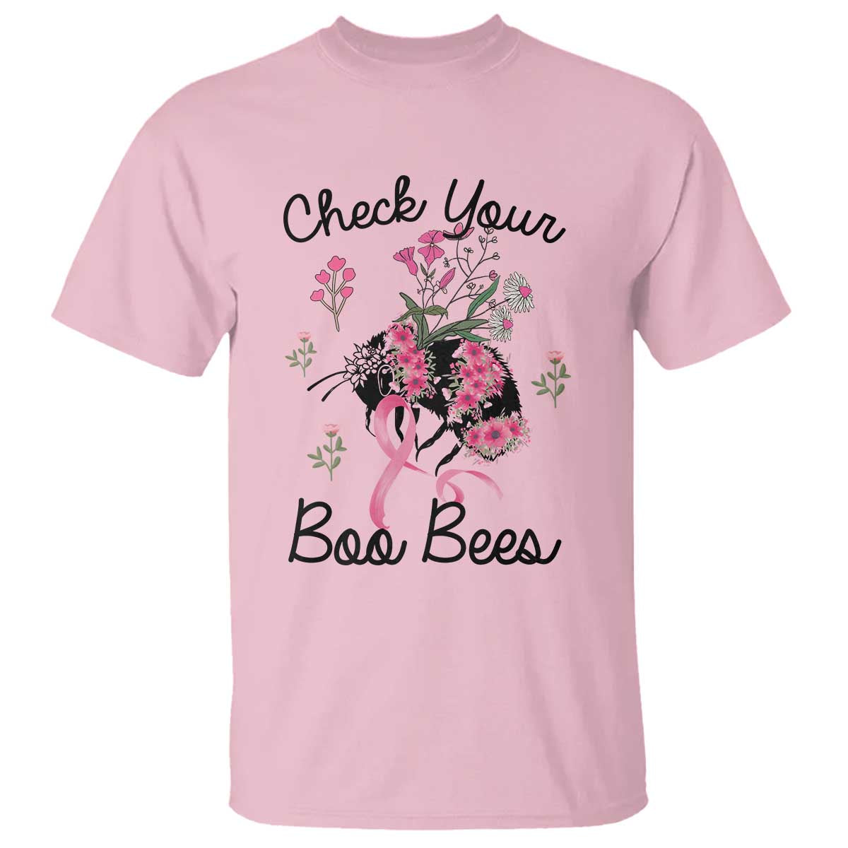 Breast Cancer Support Squad T Shirt Check Your Boo Bees Pink Ribbon