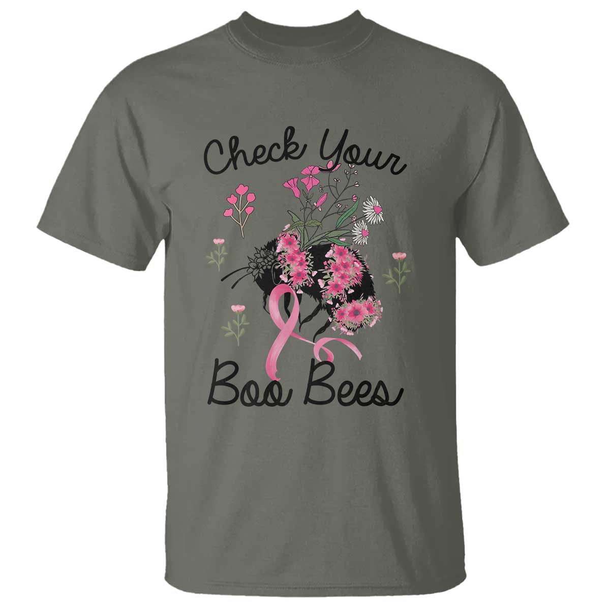 Breast Cancer Support Squad T Shirt Check Your Boo Bees Pink Ribbon