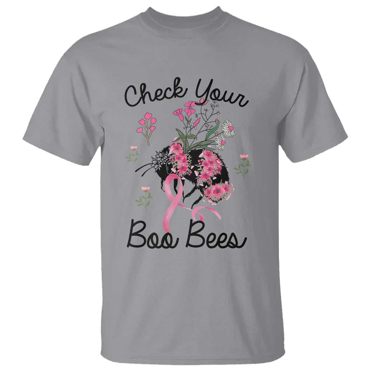 Breast Cancer Support Squad T Shirt Check Your Boo Bees Pink Ribbon