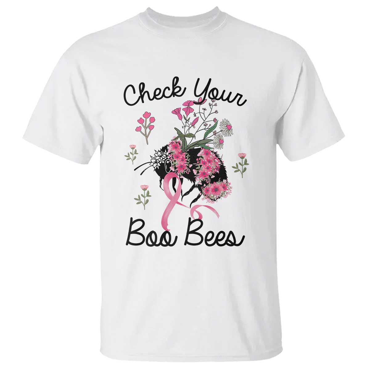 Breast Cancer Support Squad T Shirt Check Your Boo Bees Pink Ribbon