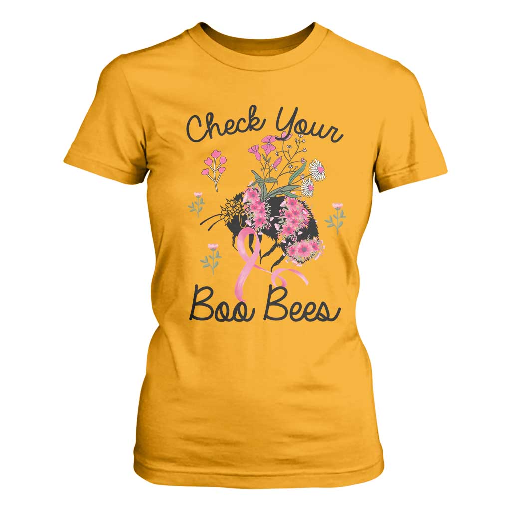 Breast Cancer Support Squad T Shirt For Women Check Your Boo Bees Pink Ribbon