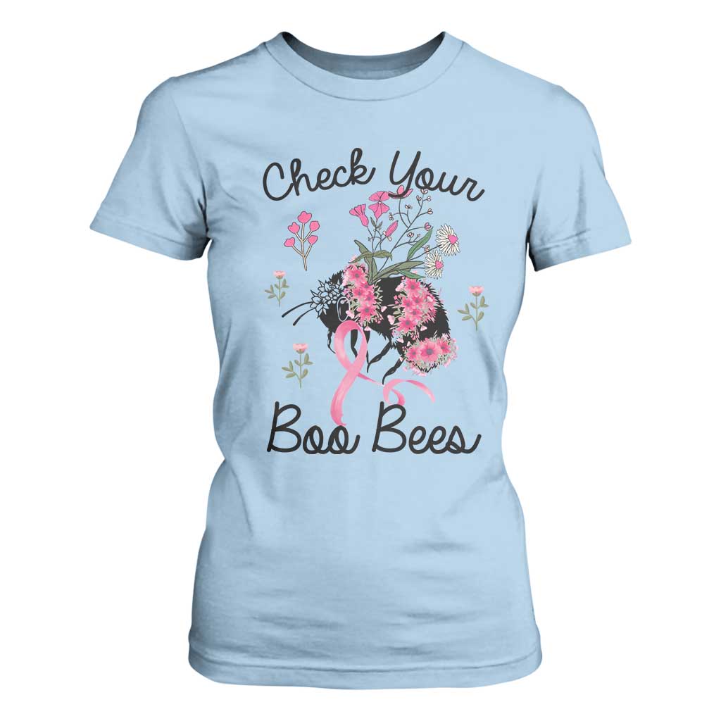 Breast Cancer Support Squad T Shirt For Women Check Your Boo Bees Pink Ribbon