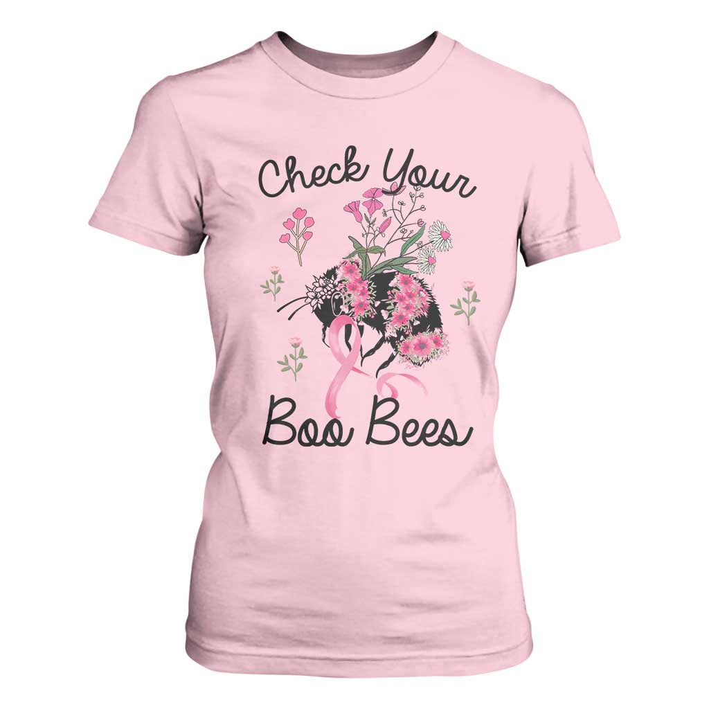 Breast Cancer Support Squad T Shirt For Women Check Your Boo Bees Pink Ribbon