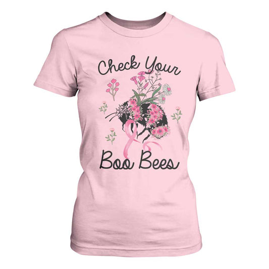 Breast Cancer Support Squad T Shirt For Women Check Your Boo Bees Pink Ribbon