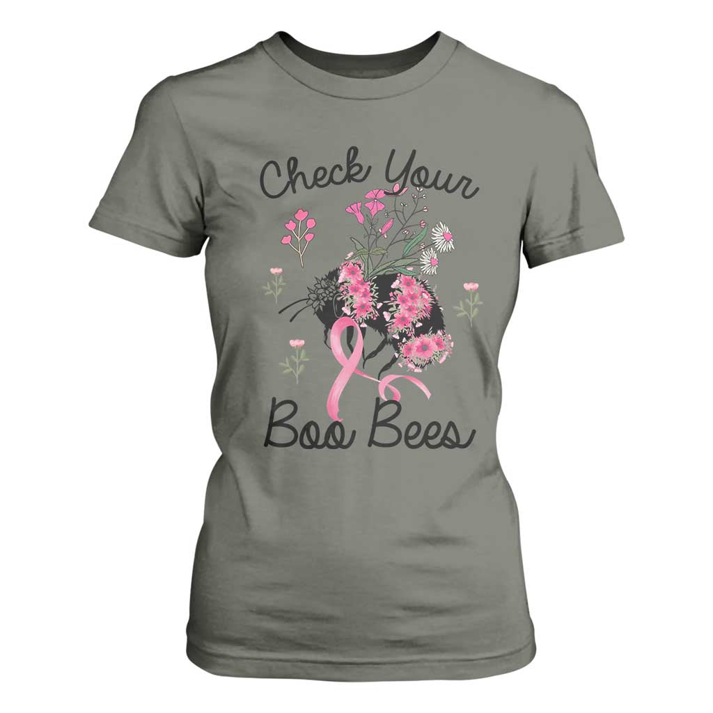 Breast Cancer Support Squad T Shirt For Women Check Your Boo Bees Pink Ribbon