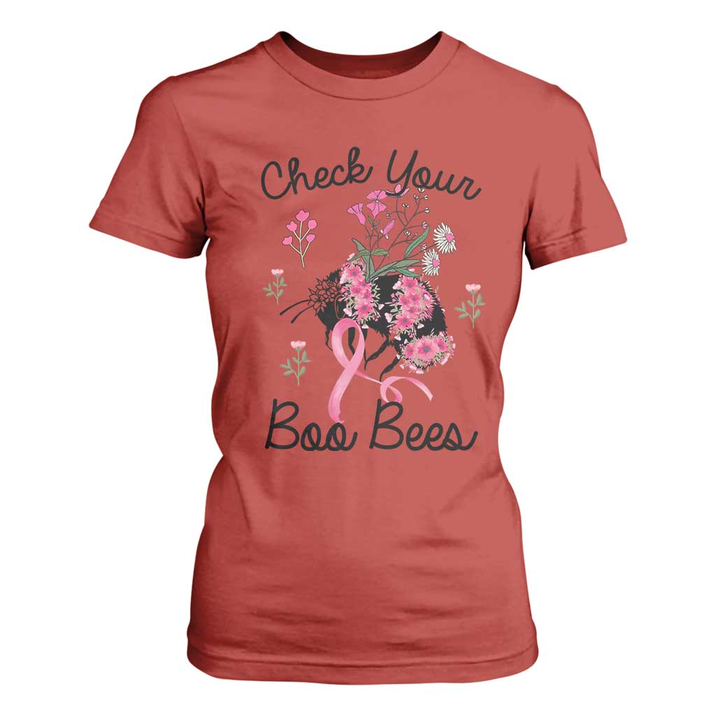 Breast Cancer Support Squad T Shirt For Women Check Your Boo Bees Pink Ribbon