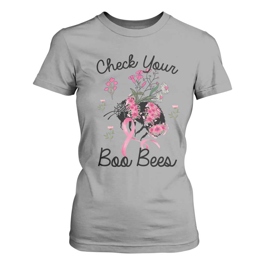 Breast Cancer Support Squad T Shirt For Women Check Your Boo Bees Pink Ribbon