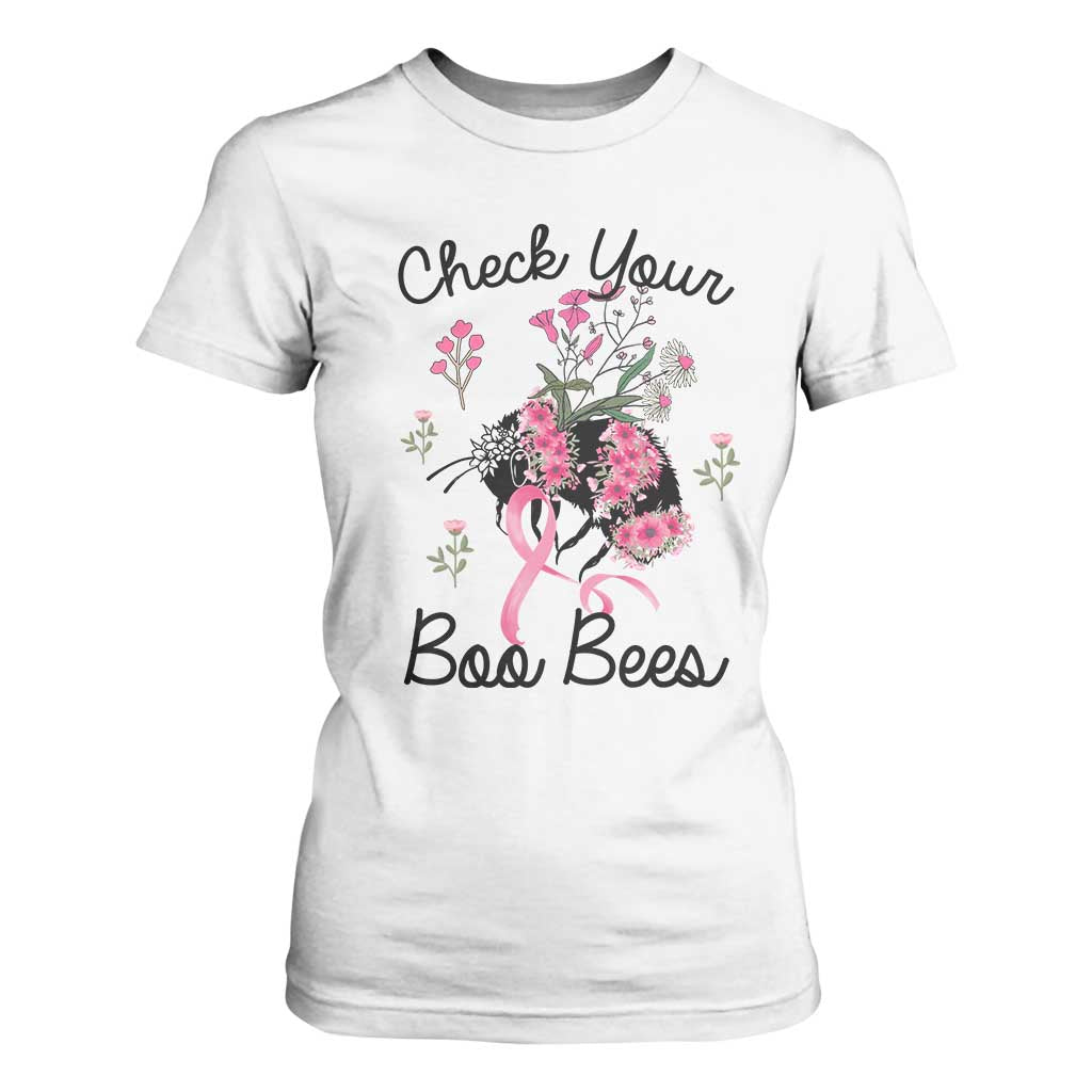 Breast Cancer Support Squad T Shirt For Women Check Your Boo Bees Pink Ribbon