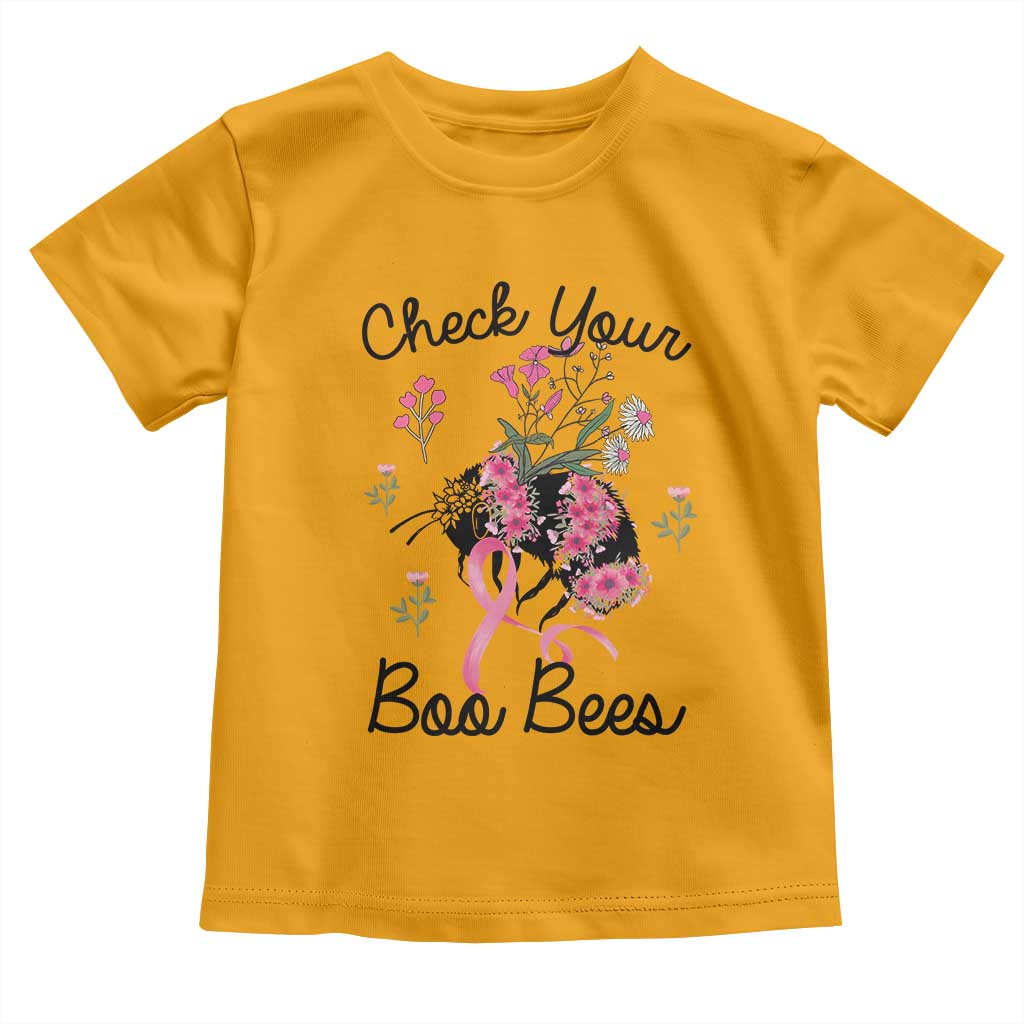 Breast Cancer Support Squad Toddler T Shirt Check Your Boo Bees Pink Ribbon