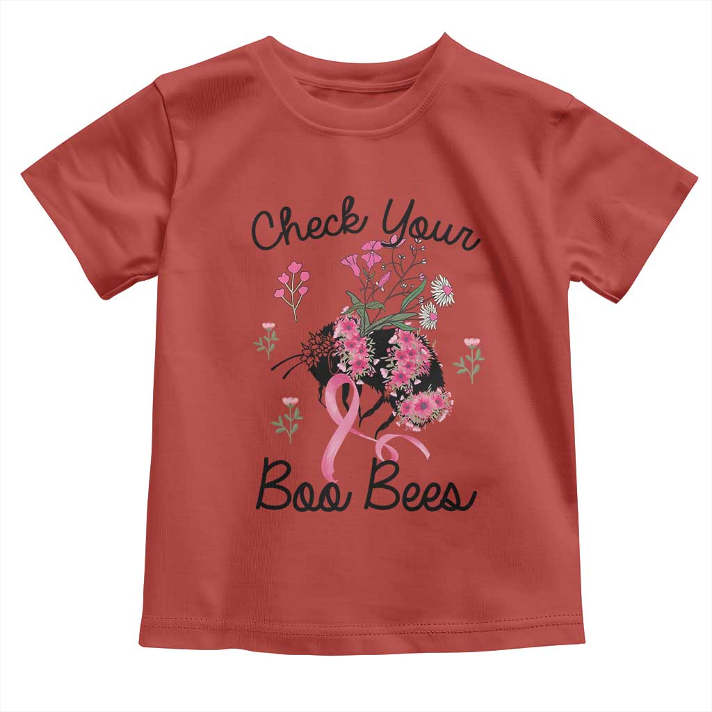 Breast Cancer Support Squad Toddler T Shirt Check Your Boo Bees Pink Ribbon