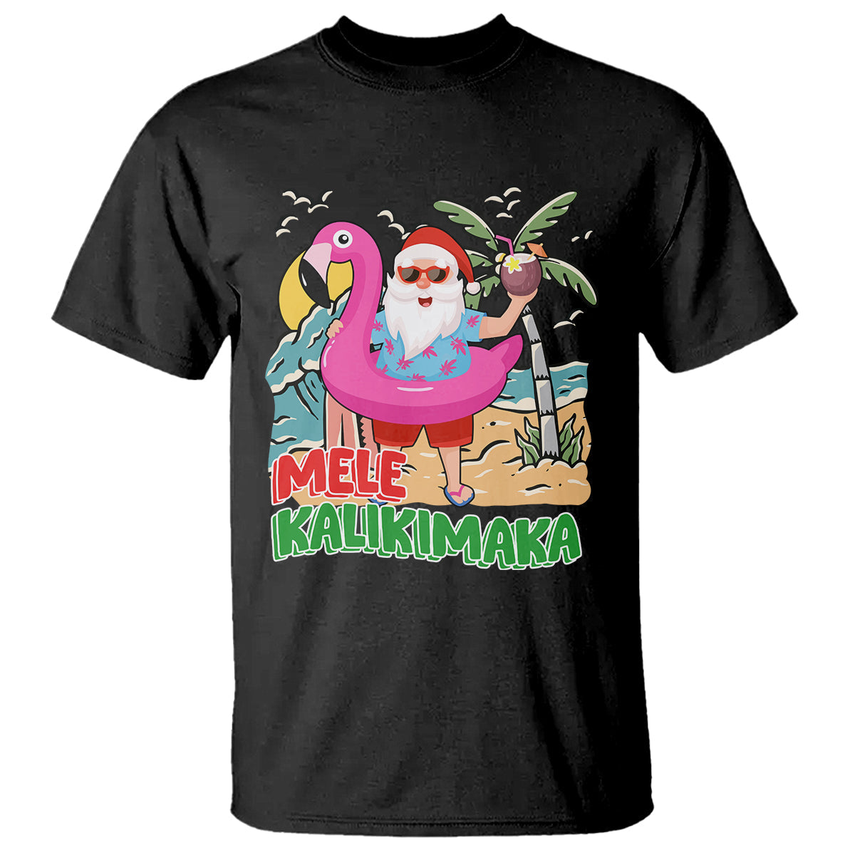 mele-kalikimaka-tropical-hawaiian-christmas-in-hawaii-beach-santa-t-shirt