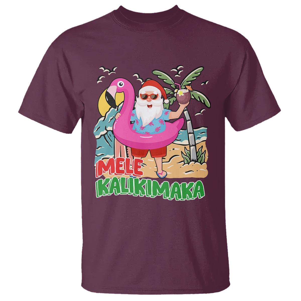 mele-kalikimaka-tropical-hawaiian-christmas-in-hawaii-beach-santa-t-shirt