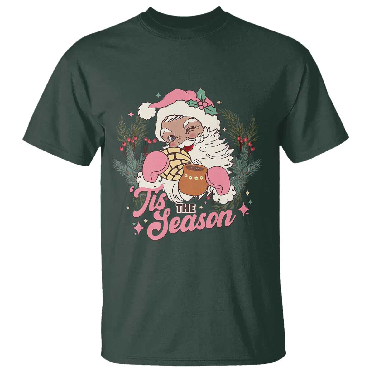 retro-pink-santa-t-shirt-tis-the-season-feliz-navidad-latin-america-mexican-christmas