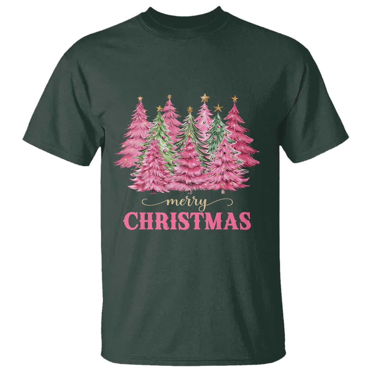 pink-christmas-tree-farm-t-shirt-merry-xmas-ornaments-family-holiday-pajamas