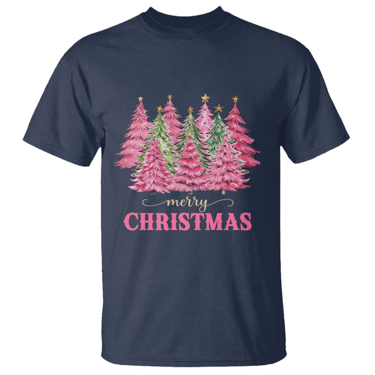 pink-christmas-tree-farm-t-shirt-merry-xmas-ornaments-family-holiday-pajamas