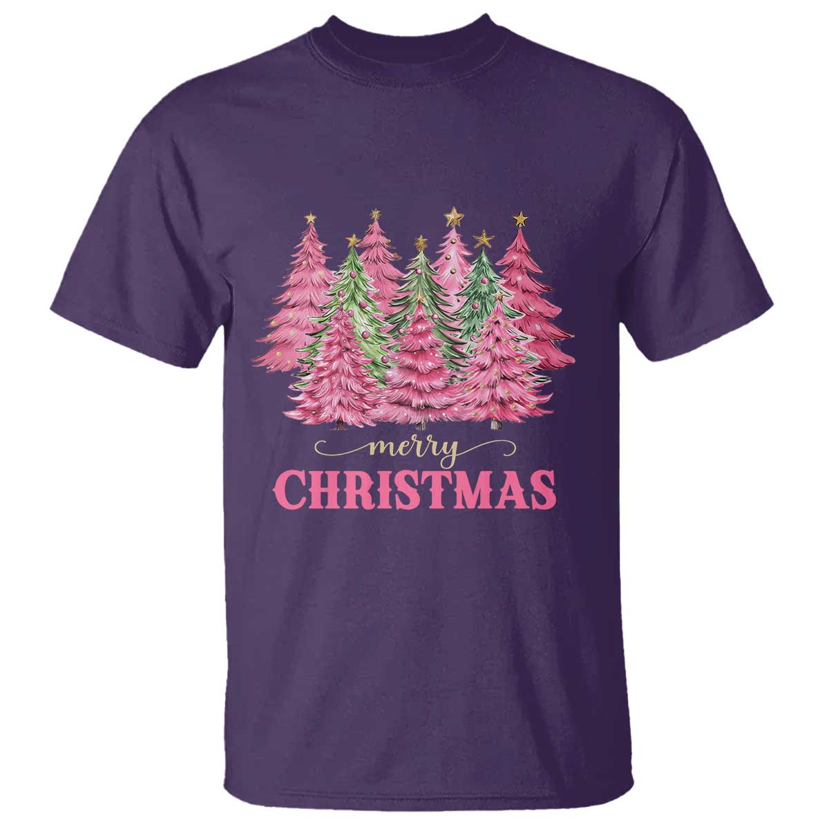 pink-christmas-tree-farm-t-shirt-merry-xmas-ornaments-family-holiday-pajamas