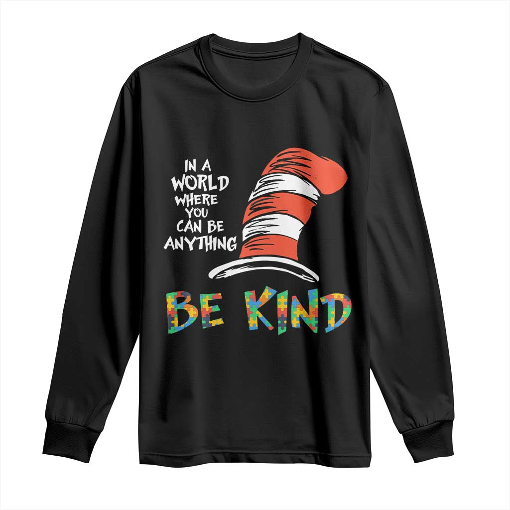 Autism Support Long Sleeve Shirt Why Fit In When You Were Born To Stand Out Cat In Hat
