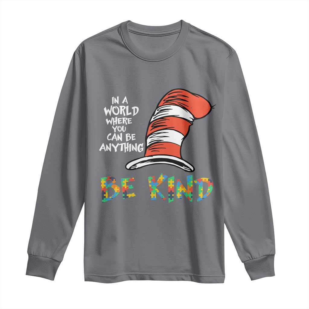 Autism Support Long Sleeve Shirt Why Fit In When You Were Born To Stand Out Cat In Hat