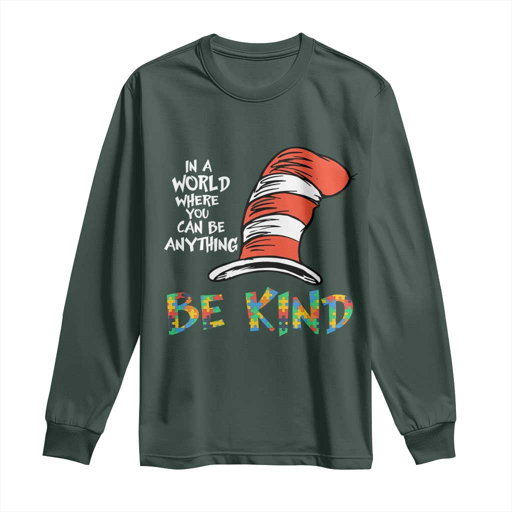 Autism Support Long Sleeve Shirt Why Fit In When You Were Born To Stand Out Cat In Hat