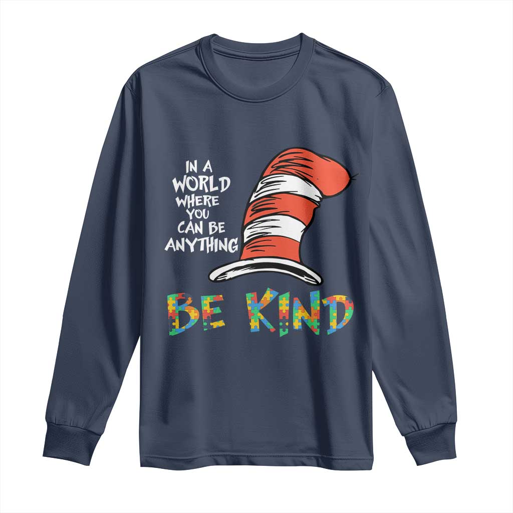 Autism Support Long Sleeve Shirt Why Fit In When You Were Born To Stand Out Cat In Hat