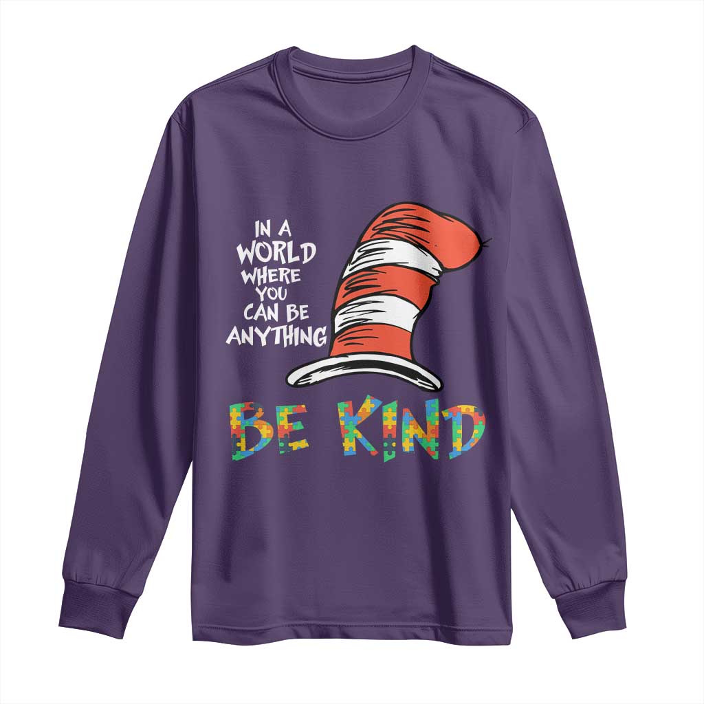 Autism Support Long Sleeve Shirt Why Fit In When You Were Born To Stand Out Cat In Hat