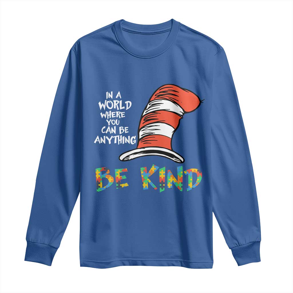 Autism Support Long Sleeve Shirt Why Fit In When You Were Born To Stand Out Cat In Hat