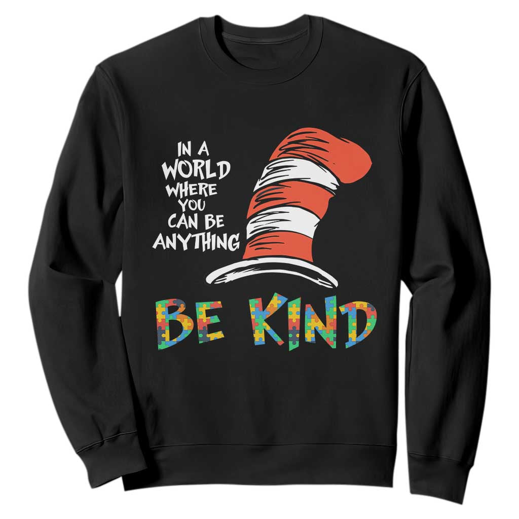 Autism Support Sweatshirt Why Fit In When You Were Born To Stand Out Cat In Hat